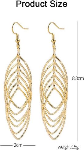 أقراط متدلية ذهبية للنساء أقراط متدلية من الفضة البوهيمية أقراط متدلية بطبقات بوهو للفتيات in Kuwait