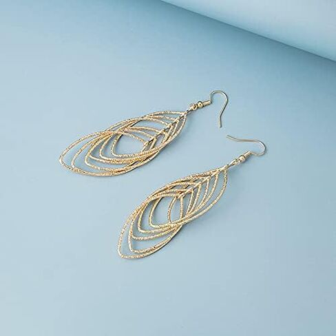 أقراط متدلية ذهبية للنساء أقراط متدلية من الفضة البوهيمية أقراط متدلية بطبقات بوهو للفتيات in Kuwait