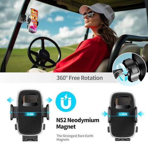 حامل هاتف مغناطيسي لعربة الجولف - حامل هاتف خلوي قابل للتعديل 360 درجة، حامل مغناطيسي للهاتف متوافق مع EZGO/Club Car/Yamaha، مناسب للصالة الرياضية والفيديوهات والخزانة المتوافقة مع جميع الهواتف الذكية in Kuwait