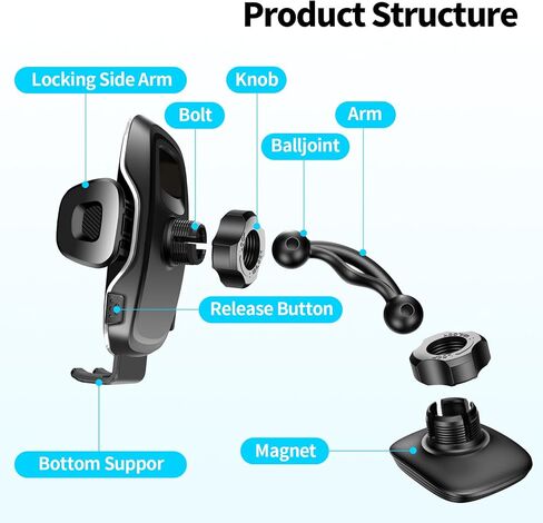 حامل هاتف مغناطيسي لعربة الجولف - حامل هاتف خلوي قابل للتعديل 360 درجة، حامل مغناطيسي للهاتف متوافق مع EZGO/Club Car/Yamaha، مناسب للصالة الرياضية والفيديوهات والخزانة المتوافقة مع جميع الهواتف الذكية in Kuwait