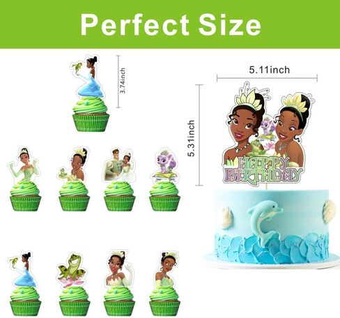 25Pcs Princess and the Frog Cake Decorations with 24pcs Cupcake Toppers, 1pcs Cake Topper for Princess Tiana Birthday Party Supplies in Saudi Arabia