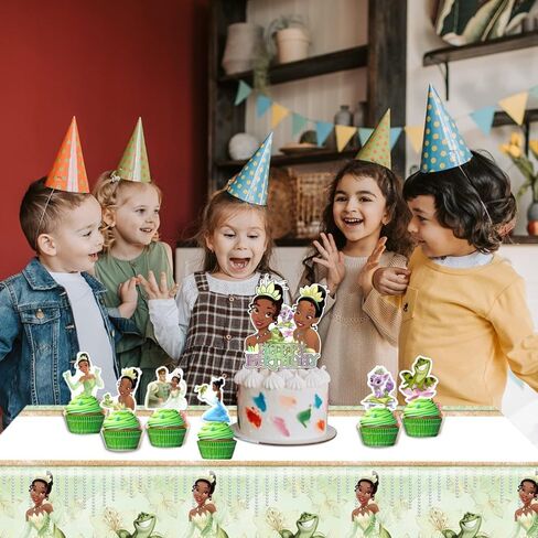 25Pcs Princess and the Frog Cake Decorations with 24pcs Cupcake Toppers, 1pcs Cake Topper for Princess Tiana Birthday Party Supplies in Saudi Arabia