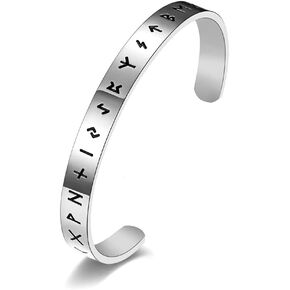 Norse Viking Jewelry Gifts Mens Womens Cuff Bracelet Viking Symbol Bracelets Nordic Alphabet Runes Twist Cuff Bracelet Pagan Amulet Talisman Bangle