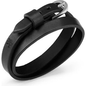 Mens Leather Bracelet Wrap 2x - OUTBACK ESCAPES Adjustable Buckle Strap Wristband for Men, Surfer Double Layer Holiday Summer BEACH SURF Party Festival Club, Boyfriend