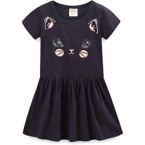 LittleSpring Girls Swing Dress Cute Animal Pattern Casual A-Line Dresses