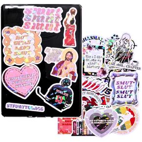Smutty Smut Book Stickers for Kindle Case,Holographic Dark Romance Bookish Adult Booktok Lover Reading Gift,Water Bottle Pink Aesthetic Spicy Tok Club Glitter Laptop Decal Vinyl Skin 50PC