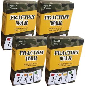Fraction War Math Game - Fun Math Game to Learn, Compare and Simplify Fractions for 2nd Grade, 3rd Grade, 4th Grade, 5th Grade (4 Pack)