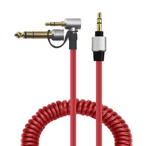 Replacement 3.5mm to 3.5mm & 6.5mm Audio Cable Auxiliary Headphones Extension Cord Compatible with Monster Beats by Dr Dre Solo Pro Detox Headphones, Red (4-6.5FT)