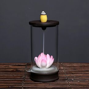 Incense Holder, Backflow Incense Burner, 2 in 1 Incense Holder for Sticks and Cone, Captivating Smoke Waterfall Design, Incense Burner with Acrylic Cover in Saudi Arabia