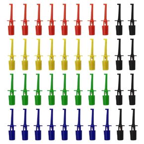 40PCS Multimeter Electrical Testing Single Hook Clip Grabber Test Probe Cable Clip Kit 5 Colours Electrical Tools for Multimeter Wire Lead