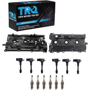 TRQ Ignition Coils Valve Covers & Iridium Spark Plug Kit for Nissan 3.5L V6 New