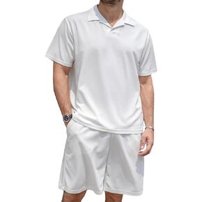 ZPB Mens Polo Shirt and Shorts Set Summer Outfits 2 Piece Fashion Casual Tracksuits Short Sleeve Polo Suit