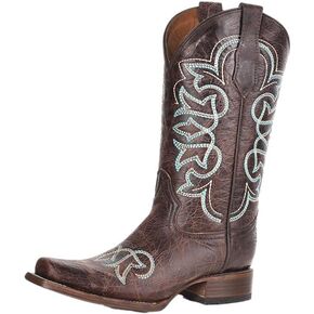 Corral Boots Women's Leather Cowgirl Embroidered Square Toe Boot Pull-on Comfortable Fit Western Style