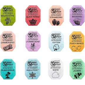 Wonder Wafers Car Air Freshener Wafers Variety Pack of 12 - Individually Wrapped Car Air Fresheners - 12 Scents Car Fresheners (12 Pack 12 Other Scents)