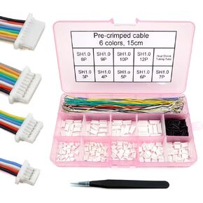 SH1.0 Connectors and Pre-Crimped Silicone Cables Compatible with JST SH 1.0mm for FPV Drone Flight Controller F4 Pro F7 15cm Wire