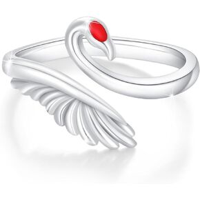 White Crane Ring for Girls and Women Sterling Silver Open Ring Personalized Adjustable Ring Promise Engagement Ring Cute Jewelry Gift for Best Friend Girlfriend