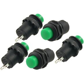 uxcell 5 Pcs AC 250V/1.5A 125V/3A SPST Momentary Green Push Button Switch