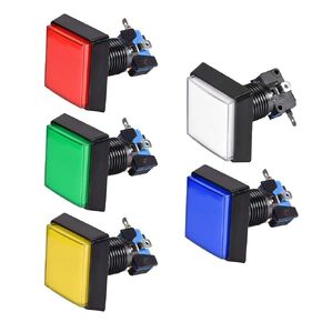 uxcell Game Push Button 50x50 Square 12V LED Illuminated Push Button Switch with Micro Switch for Arcade Video 5 Colors 5pcs