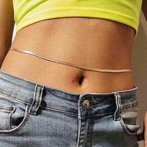 Asooll Vintage Waist Chain Sexy Belly Body Chain Summer Beach Bikini Simple Chains Fashion Party Body Accessories Jewelry for Women and Girls (Gold)
