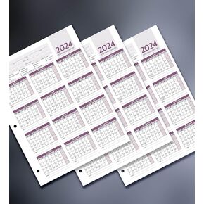 Attendance Calendar Employee Card Attendance Record Tracker 2025, Heavy 100lb Cardstock Paper 8.5 x 11 inches (Purple, Pack of 25 Sheets)