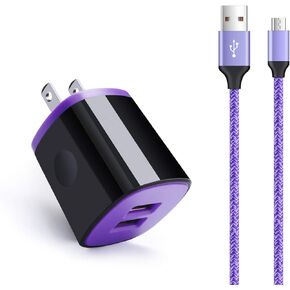 كابل شاحن USB صغير متوافق مع Samsung Galaxy S7 S6 J7 J7V J3 J3V J8 J5 A6 A10 Note 5 4، LG K50 K40 K30 K20 V10، Moto E6 E5 G4 G5، الكمبيوتر اللوحي، كتلة شحن حائطية شحن سريع سلك هاتف Android