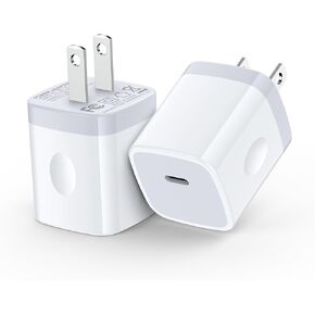 Samsung Galaxy S24 USB C Fast Charger Block، 2Pack 20W PD3.0 Apple Wall Plug Charging Cube، 5V 3A USBC محول الطاقة لـ iPhone 15 Pro Max Plus 14 13 12 SE X، Google Pixel، Samsung، iPad Pro Air، LG
