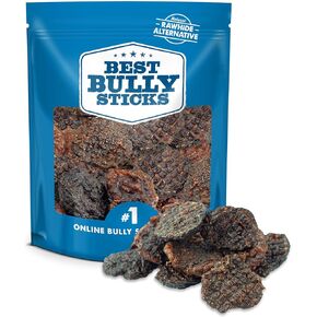 Premium Hickory Smoked 100% Beef Burger Slider Crunchy Dog Treats - No Additives, Made of 100% Natural Bully Sticks - Bite-Sized & Highly Digestible Dog Treats for Training, Rewards - 1/2 lb Bag
