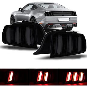 CPW Tail Lights Euro Style Compatible with 2015 2016 2017 2018 2019 2020 2021 2022 Ford Mustang LED Tail Lights Rear Lamps Sequential Plug & Play (Clear)