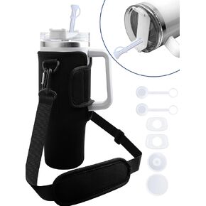 Water Bottle Pouch for Stanley Accessories, Running Water Bottle Handheld Caddy Compatible with kinds of Tumbler, Gym Water Bottle (2, Red+Whith, Regualr)
