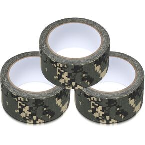 3 Rolls 2" x 32 ft Camo Tape, Self Adhesive Protective Camouflage Tape Waterproof Camo Duct Non Reflective Camouflage Fabric for Outdoor Hunting Military
