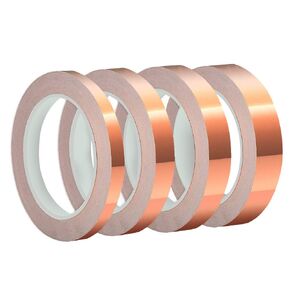 Oubaka 4 Sizes Copper Foil Tape,Copper Tape Single-Sided Conductive Adhesive for EMI Shielding,Paper Circuits,Electrical Repairs,Grounding(5/6/8/10mm)