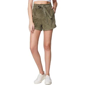 [BLANKNYC] Womens Real Suede Tie Front Paperbag Shorts, Stylish & Designer ClothingShorts