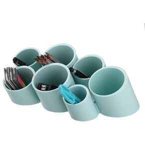 BTSKY Tilting Cylinder Creative Pen Holder Pen Container, Brush Pot, Combination Desktop Storage Organizer Desk Decoration, Creative Cylinder Hanging Planter Holder Multifunctional Wall-Mounted Hanging Shelves (Blue)