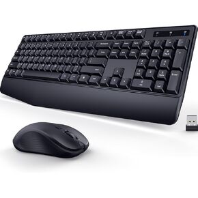 Wireless Keyboard and Mouse Combo, 2.4GHz Receiver，Ergonomic Keyboard and Mouse Wireless with Palm Rest，Adjustable DPI，Compatibility with PC, Laptop, MacBook, Windows