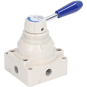 Air Hand Valve Rotary Lever 2 Position 4 Way Pneumatic Flow Control Switch Accessory Aluminium Alloy Pneumatic Hand Lever for Automatic Production Industrial Equipment(4HV310-08)