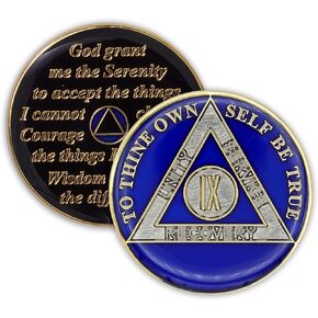 9 Year Sobriety Coin | Triplate AA Chip Recovery Anniversary Token (Red)