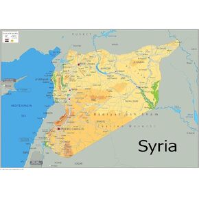 Syria Physical Poster Map - 23.3 x 16.5 Inches - Paper Laminated
