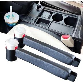 منظم حشو فجوات مقعد السيارة مع حامل أكواب عالمي لملء الفجوة بين المقعد ووحدة التحكم باللون الأسود، مانع السقوط، قطعتان VE in Kuwait