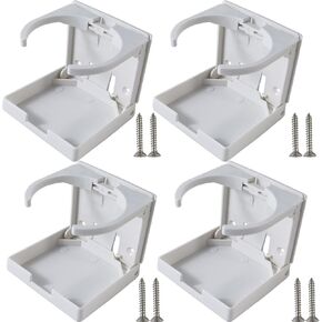 4PCS Adjustable Folding Drink Holder Universal Car Cup Bottle Holder for Marine Boat Caravan Car Trucks RVs Vans with Wall Mounted Screws(White)