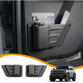 cartaoo Rear Door Storage Pockets Box Cup Holder Organizer for 2021 2022 Ford Bronco 4 Door, Interior Accessories (Black 2PCS)
