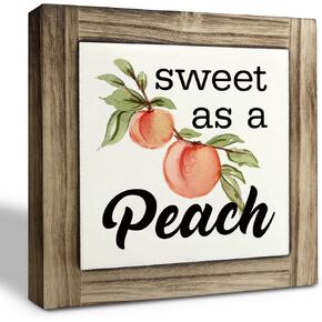 Peach Wood Plaque Sign, Sweet as A Peach, Box Wood Plaques Desk Décor, Peach Saying Plaque, Decorative Wooden Table Sign, Farmhouse Summer Decor, Rustic Home Decor, Primitive Wood Sign