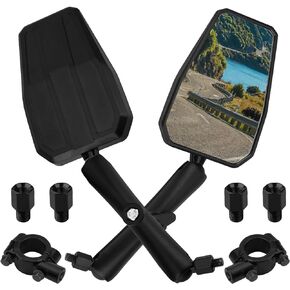 Motorcycle Side Mirrors, Universal Black 8MM 10MM Motorcycle Rearview Mirrors Compatible with ATV Dirt Bike Street Bike Scooter Coolster Snowmobile Moped Mirror, Motorcycle Mirror for Handlebar