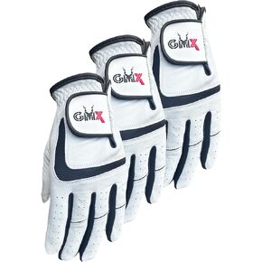 GMX Golf Gloves for Left Hand Cabretta Leather Breathable Comfotable Fit (Pack of 3)