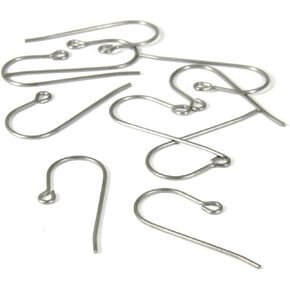 10 Silver Nickel Free Hypo-allergenic Titanium French Hook Earring Findings with Open Loop Ring