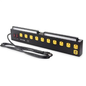 Cable Matters 1350J Surge Protector with 15A Circuit Breaker, 10-Outlet Heavy Duty Power Strip with USB and LED Light (Mountable Industrial Power Strip Surge Protector) in Black for Garage, Workshop