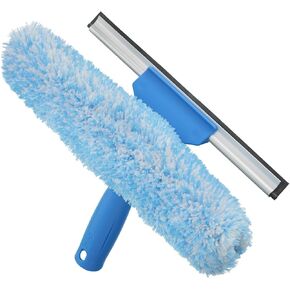 Unger Professional 2-in-1 Squeegee & Scrubber - 10" Window Cleaning Tool – Cleaning Supplies, Squeegee for Window Cleaning, Commercial & Residential Use, Microfiber Sleeve
