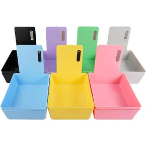 Tioncy 14 Pack Dental Working Lab Pan, Dental Lab Work Case, Medium Plastic Pans with Stainless Steel Clip for Holding Job Cards and Notes Lab Organization (Multicolor)