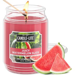 CANDLE-LITE Everyday Scented Juicy Watermelon Slice, One 18 oz. Single-Wick Aromatherapy Candle with 110 Hours of Burn Time, Red (Individual Box)