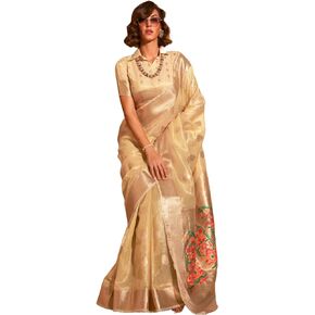 Designer Paithani tissue silk saree with unstitched blouse