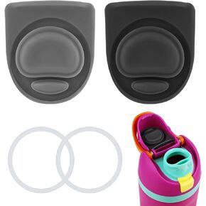 4pcs Bottle Seal Ring & Replacement Stopper for Owala Free Sip 19oz 24oz 32oz 40oz, Silicone O Ring Water Bottle Top Lid Parts, Cap Mouth Plug Gasket Accessories, BPA-Free (Gray, Black)